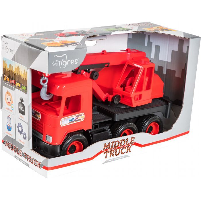 Спецтехника Tigres Авто "Middle truck" кран (красный) в коробке (39487) изображение 2