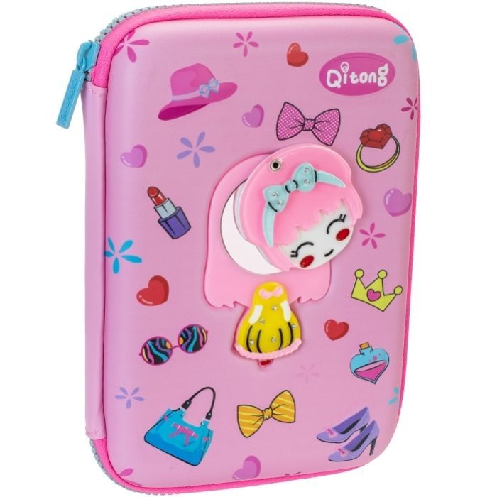 Пенал Cool For School со скрытым зеркальцем 1 отделение с органайзером фуксия (QT-5760-Rosered) изображение 2