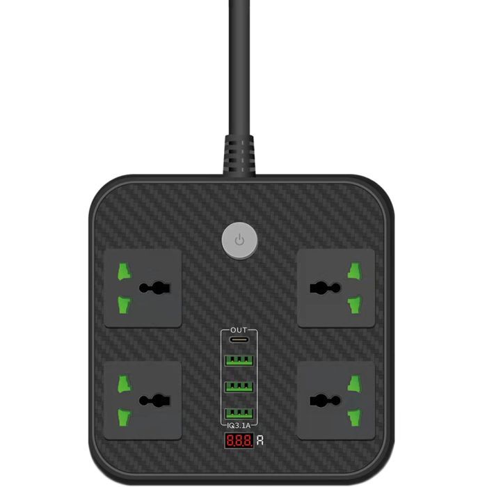 Мережевий фільтр живлення Voltronic TВ-Т90, 4роз, 3*USB Black (ТВ-Т90-Black)