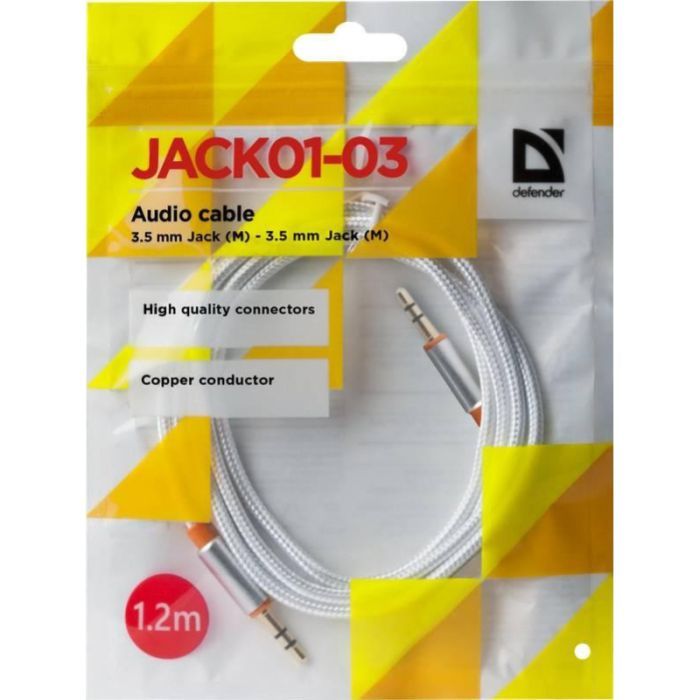 Кабель мультимедийный AUX Audio 3.5mm M/M 1.2m JACK01-03 white Defender (87513) изображение 3