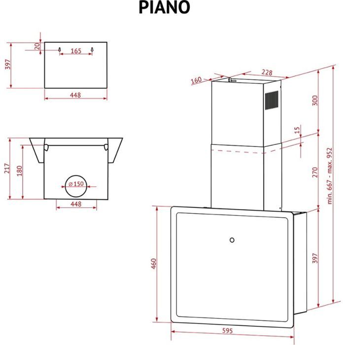 Витяжка кухонна Perfelli PIANO NERO зображення 11