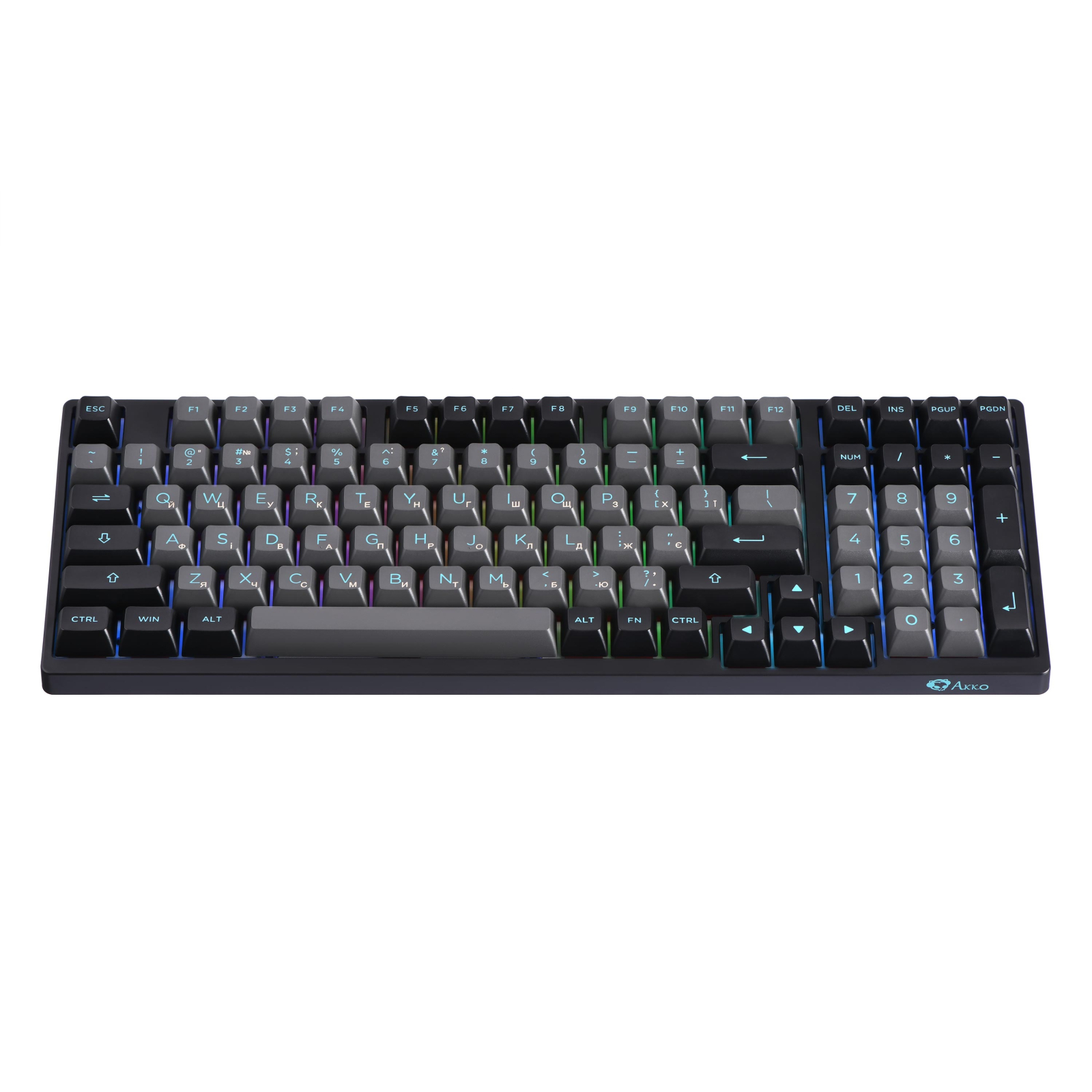 Клавиатура Akko 3098B BlackCyan 98Key CS Jelly White Hot-swappable UA RGB Black (6925758617635) изображение 9