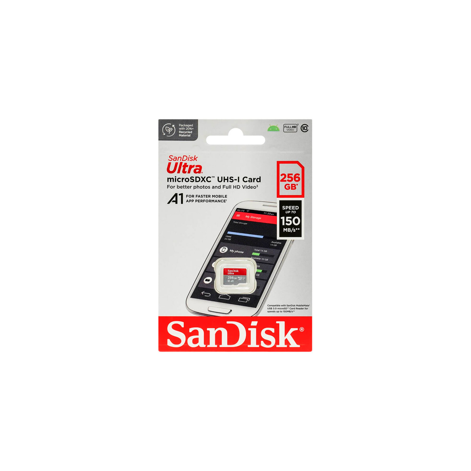 Карта пам'яті SanDisk 256GB microSD class 10 UHS-I Ultra (SDSQUAC-256G-GN6MN) зображення 3