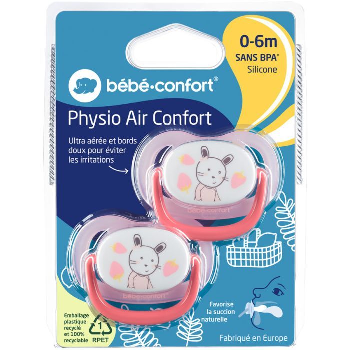 Пустушка Bebe Confort Physio Air, 2 шт, 6/18 міс (рожева з жовтим) (3104201920) зображення 3