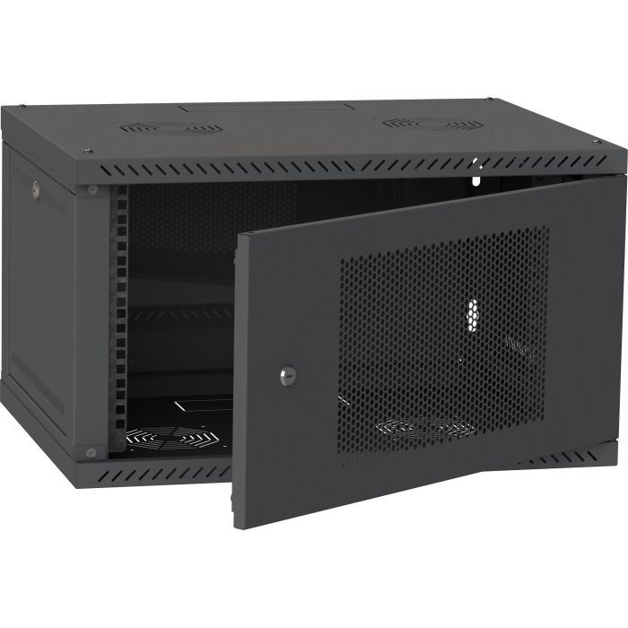 Шафа настінна Ipcom 6U, 600*600, перфоровані дверцята, RAL9005 (СН-6U-060х060-ДП-9005) зображення 2