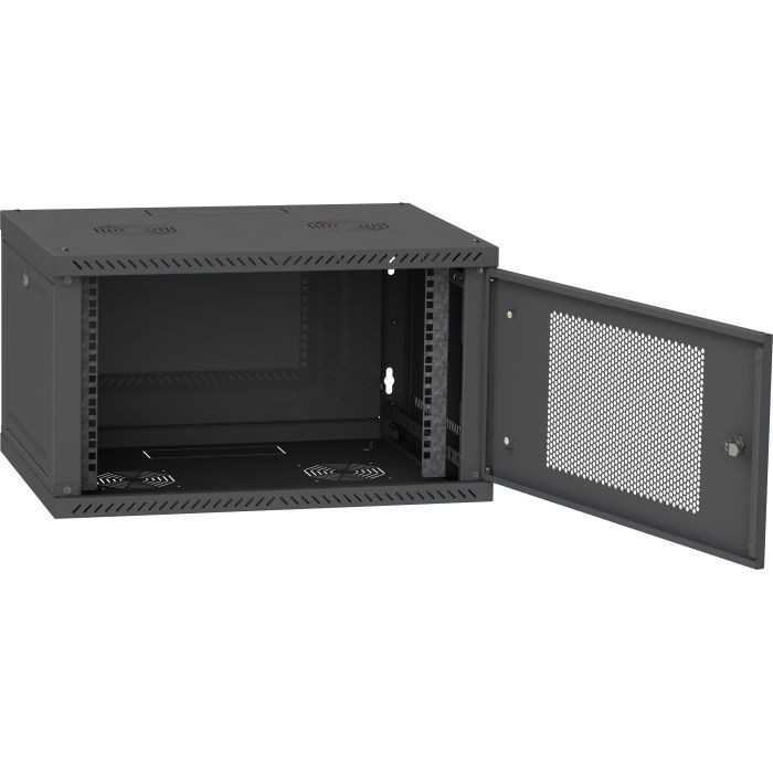 Шафа настінна Ipcom 6U, 600*600, перфоровані дверцята, RAL9005 (СН-6U-060х060-ДП-9005) зображення 3