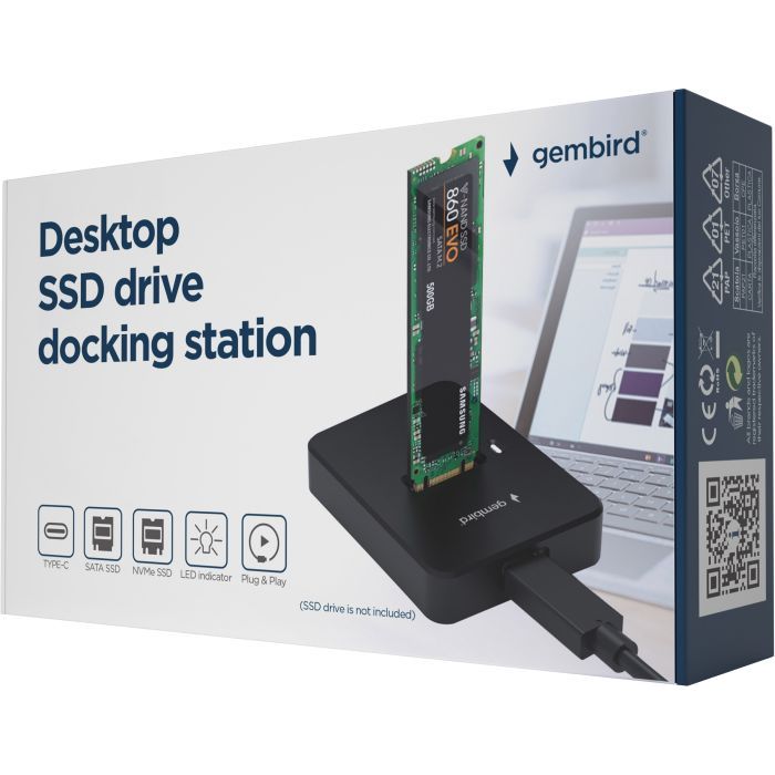 Док-станция для накопителей Gembird USB Type-C M.2 SATA NVME SSD (DD-U3M2) изображение 2