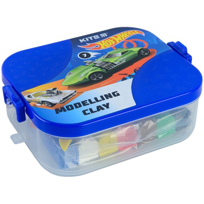 Пластилин Kite Hot Wheels в боксе 7 цветов + 8 инструментов, 380 г (HW22-080)