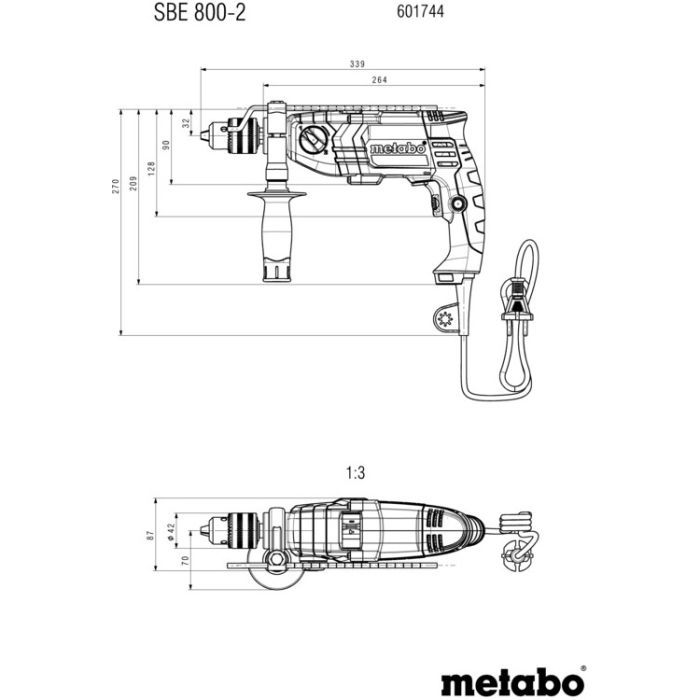 Дрель Metabo SBE 800-2, 800Вт, 1.5-13мм (601744000) изображение 4