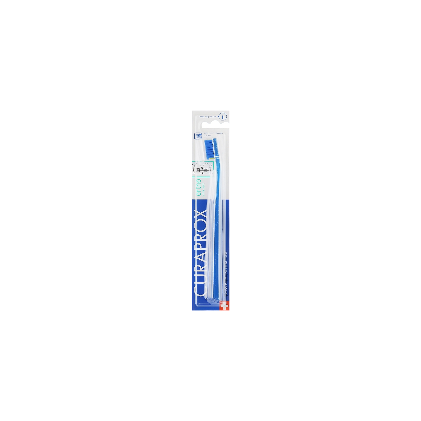 Зубна щітка Curaprox CS 5460 Ortho Ultra Soft Ультрам'яка ортодонтична Синя із синьою щетиною (CS 5460 Ortho-01)
