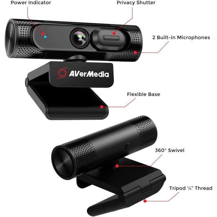 Веб-камера AVerMedia Live Streamer CAM PW315 Full HD Black (40AAPW315AVV) зображення 3