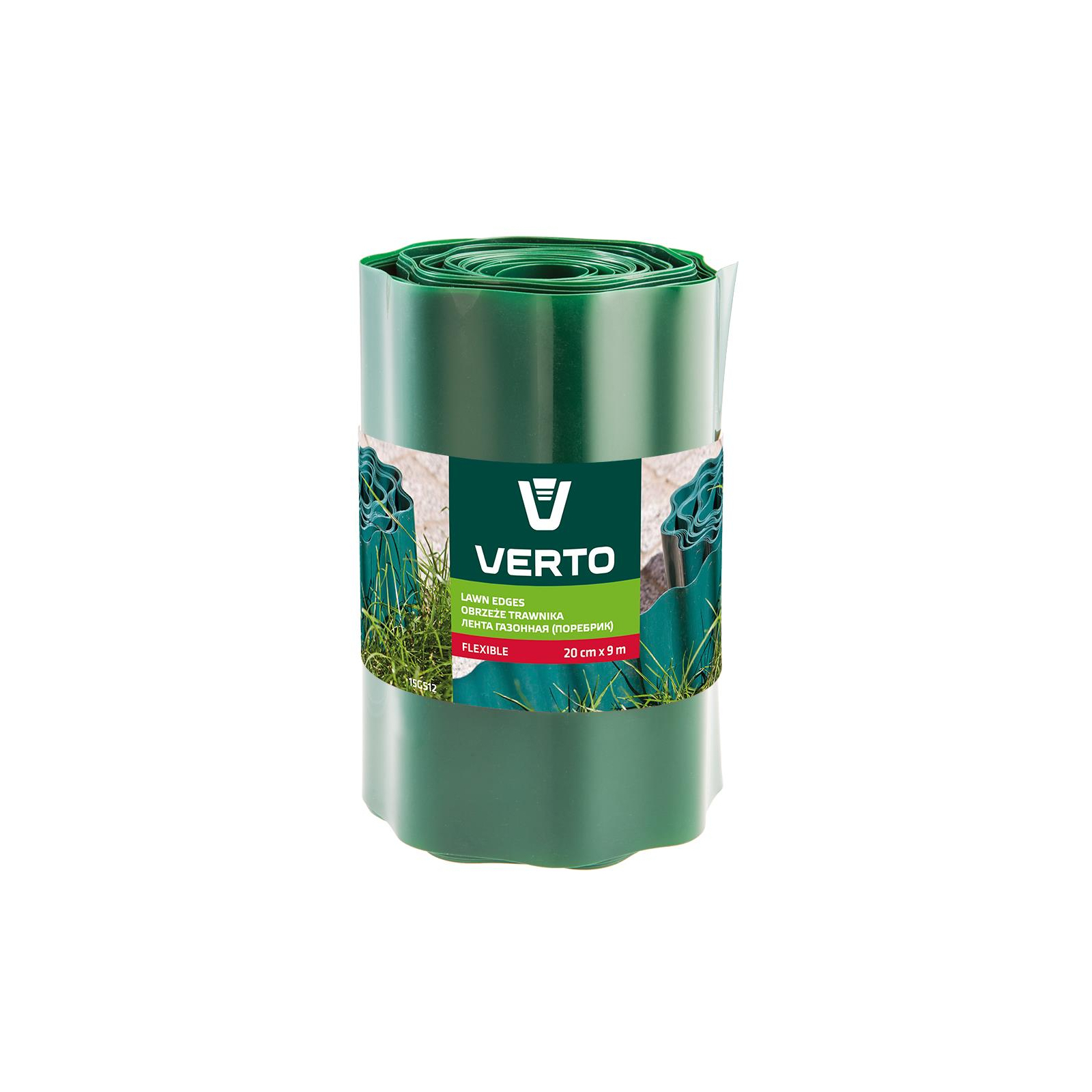 Садовое ограждение Verto лента газонная, бордюрная, волнистая, 20смх9м, зеленая (15G512)