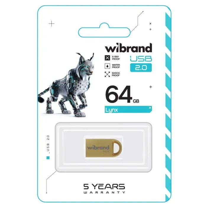 USB флеш накопичувач Wibrand 16GB lynx Gold USB 2.0 (WI2.0/LY16M2G) зображення 2