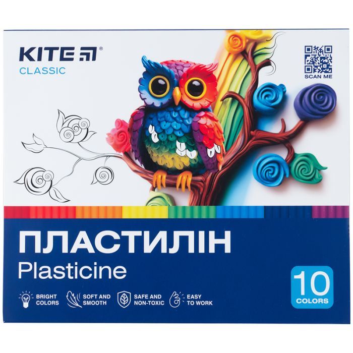 Пластилин Kite Classic 10 цветов, 200 г (K-084)