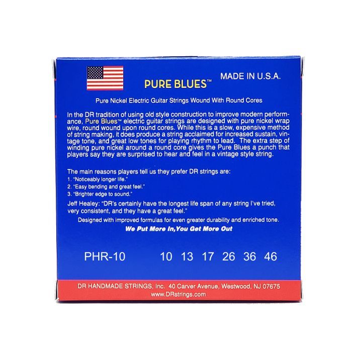 Струны для гитары DR Strings PURE BLUES Electric Guitar Strings - Medium (10-46) (PHR-10) изображение 3