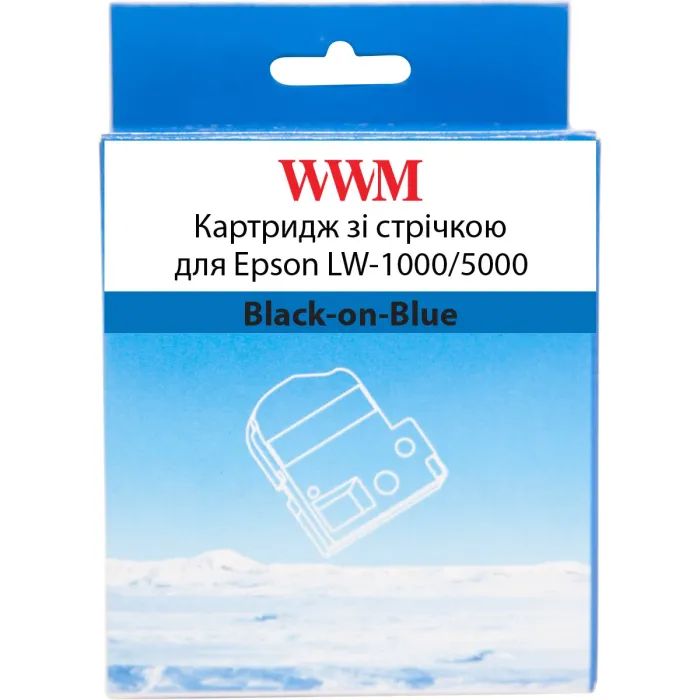Лента для принтера этикеток WWM для Epson LW-1000/5000 36mm х 8m Black-on-Blue (WWM-SC36B)