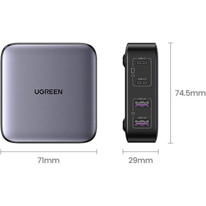 Зарядное устройство Ugreen 4xUSB 65W (2хUSB-C+2xUSB-A) Gan CD327 (90747) изображение 4