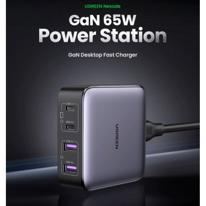 Зарядное устройство Ugreen 4xUSB 65W (2хUSB-C+2xUSB-A) Gan CD327 (90747) изображение 7