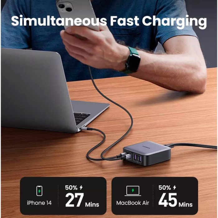Зарядное устройство Ugreen 4xUSB 65W (2хUSB-C+2xUSB-A) Gan CD327 (90747) изображение 8