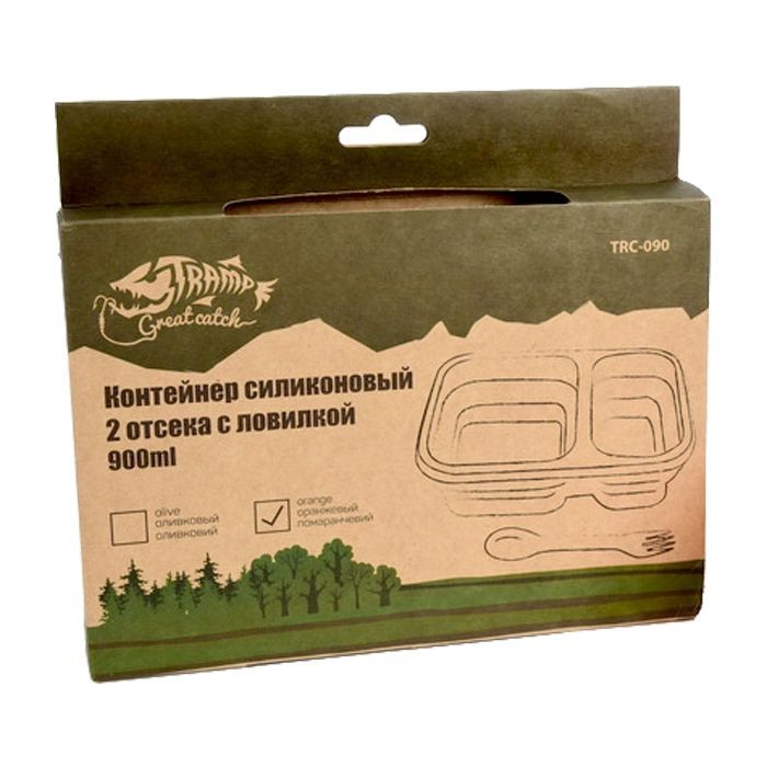Набір туристичного посуду Tramp 2 отсека силиконовый 900ml с ловилкой olive (UTRC-090-olive) зображення 5