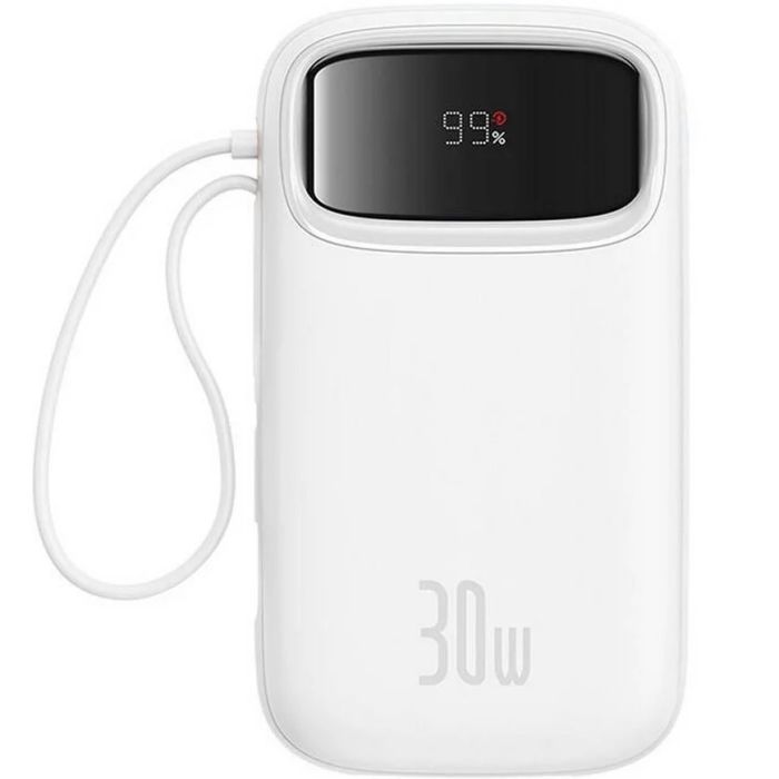 Батарея универсальная Baseus QPow2 20000mAh 30W, with 2*Type-C Cable, White (P10055009213-00) изображение 2