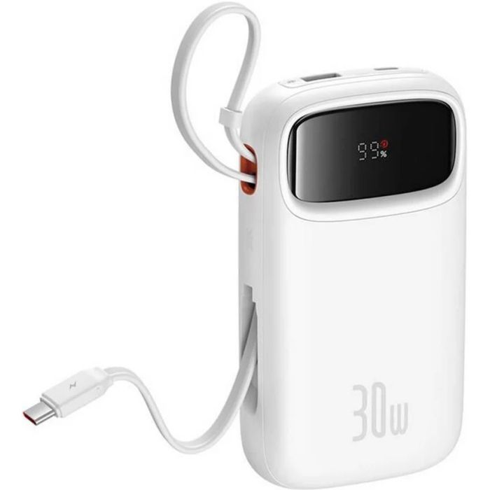 Батарея универсальная Baseus QPow2 20000mAh 30W, with 2*Type-C Cable, White (P10055009213-00) изображение 3