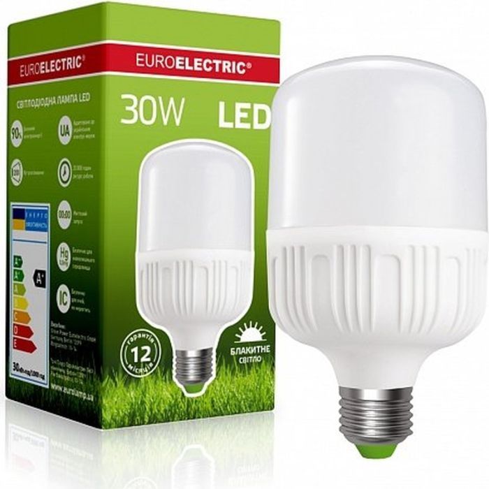 Лампочка EUROELECTRIC Plastic 30W E27 6500K 220V (LED-HP-30276(P)) зображення 2