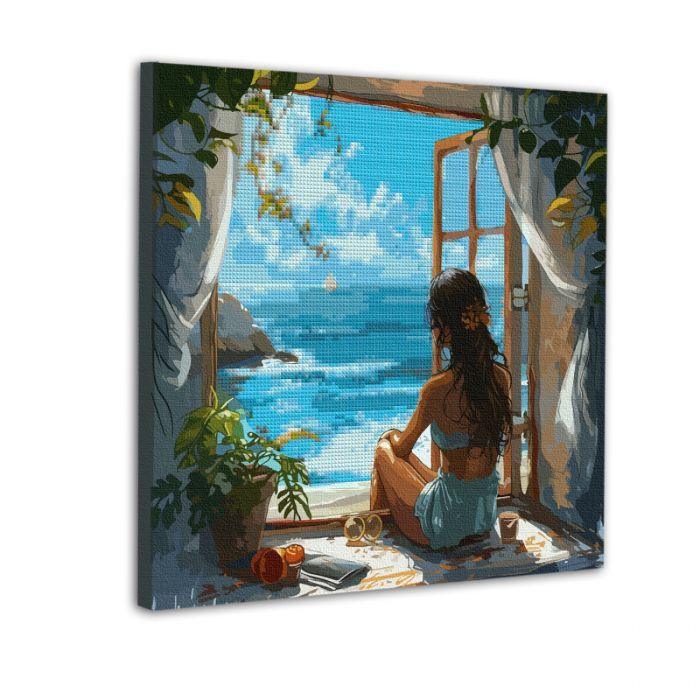 Картина по номерам Santi алмазна мозаїка Погляд на море, 40*40см (954995)