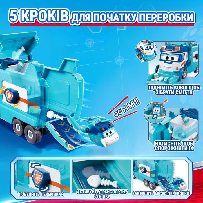 Игровой набор Super Wings Грузовик Марка для мусора и уборки грузовика и уборки (EU770854) изображение 4