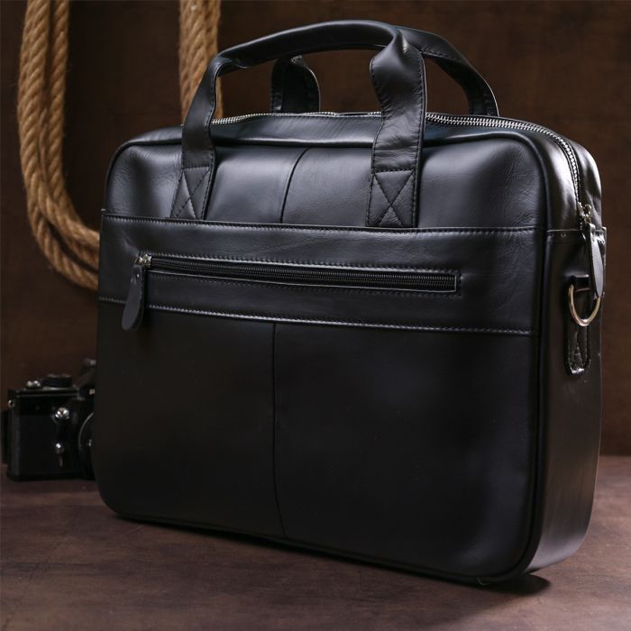 Сумка Vintage Кожаная Черная (20680) изображение 10