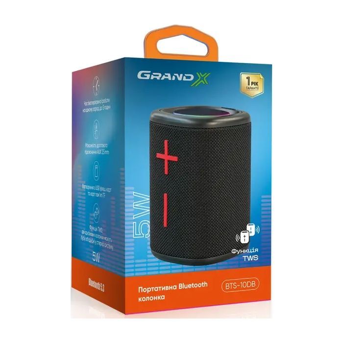Акустична система Grand-X Bluetooth Black (BTS-10DB) зображення 3