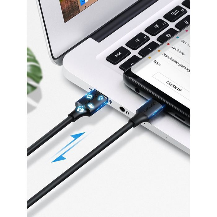 Дата кабель USB 2.0 AM to USB-C 0.5m 3.0A (18W) Nickel Plating US287 Black Ugreen (60115) зображення 4