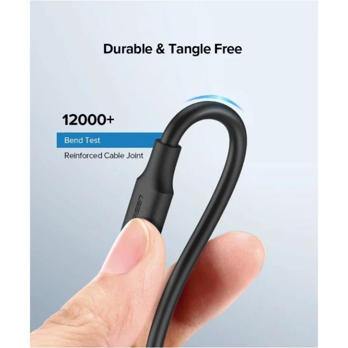 Дата кабель USB 2.0 AM to USB-C 0.5m 3.0A (18W) Nickel Plating US287 Black Ugreen (60115) зображення 7