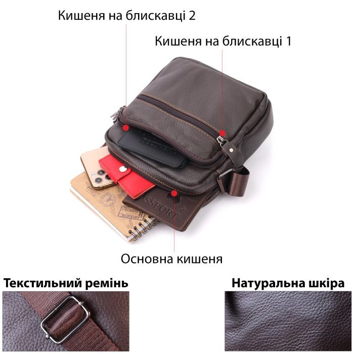 Сумка Vintage Коричневая (20687) изображение 4