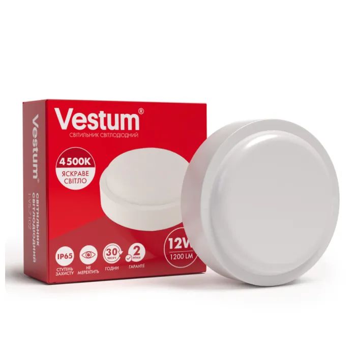 Светильник Vestum ЖКХ LED 12W круг 4500K 220V (1-VS-7102)