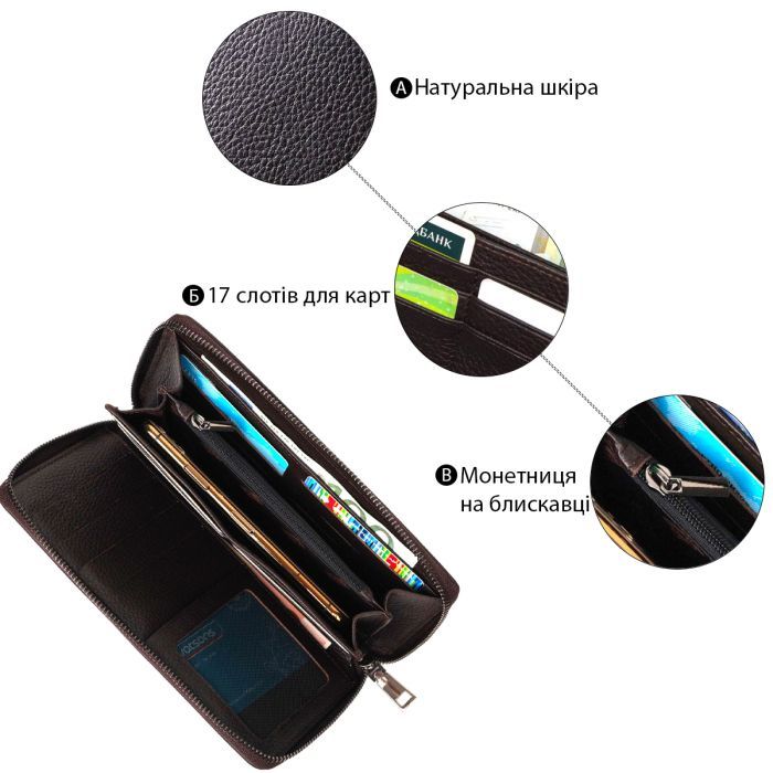 Гаманець Bond Accessories З одним відділенням з натуральної шкіри Коричнева (22032) зображення 4
