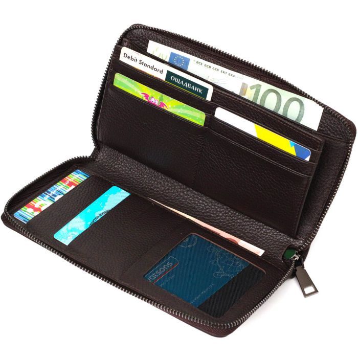 Гаманець Bond Accessories З одним відділенням з натуральної шкіри Коричнева (22032) зображення 5