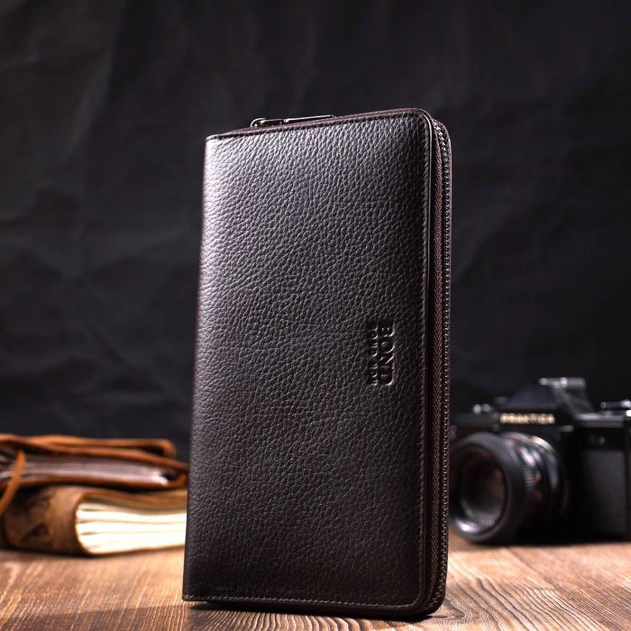 Гаманець Bond Accessories З одним відділенням з натуральної шкіри Коричнева (22032) зображення 7