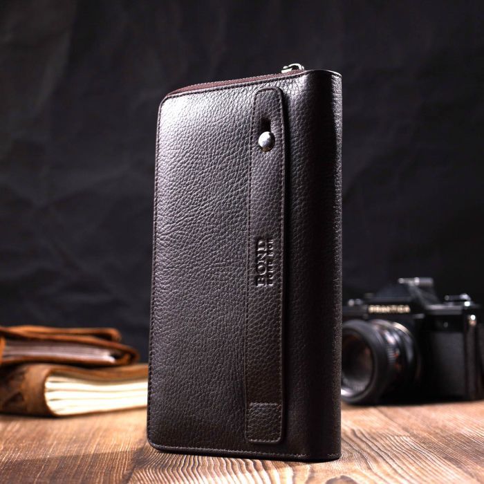 Гаманець Bond Accessories З одним відділенням з натуральної шкіри Коричнева (22032) зображення 8