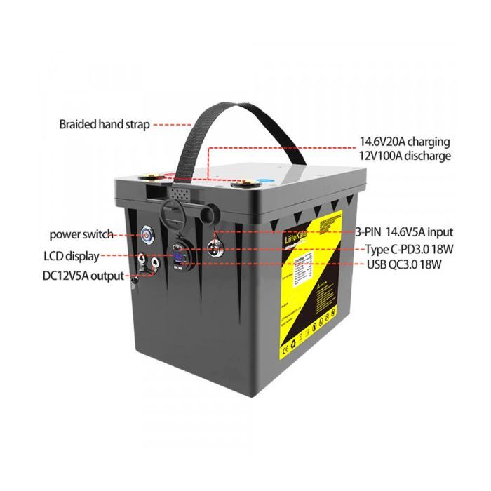 Батарея LiFePo4 Liitokala LiFePO4 12V-100Ah (DC-12V100Ah LiFePO4) изображение 4