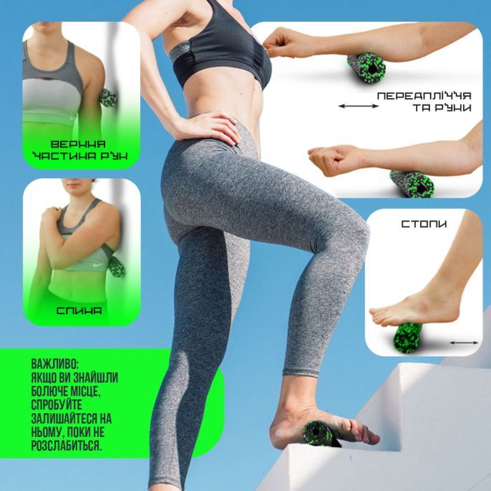 Масажный ролик PowerPlay PP-4346 Mini EPP Foam Roller 15x5,3см Чорно/Синій (PP_4346_Blue_(15*5)) изображение 8