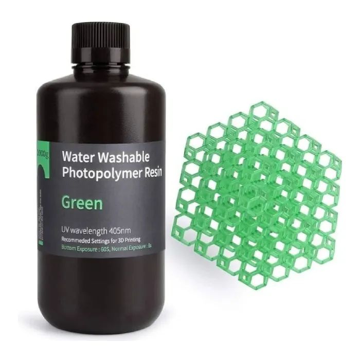 Фотополимерная смола ELEGOO Resin, Water Washable, 1кг, green (50.103.0004)