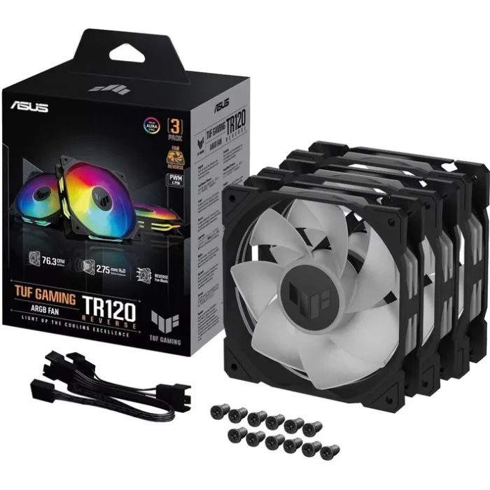 Кулер для корпуса ASUS TUF Gaming TR120 ARGB Reverse Triple Pack Black (90DA00D0-B09020) изображение 12