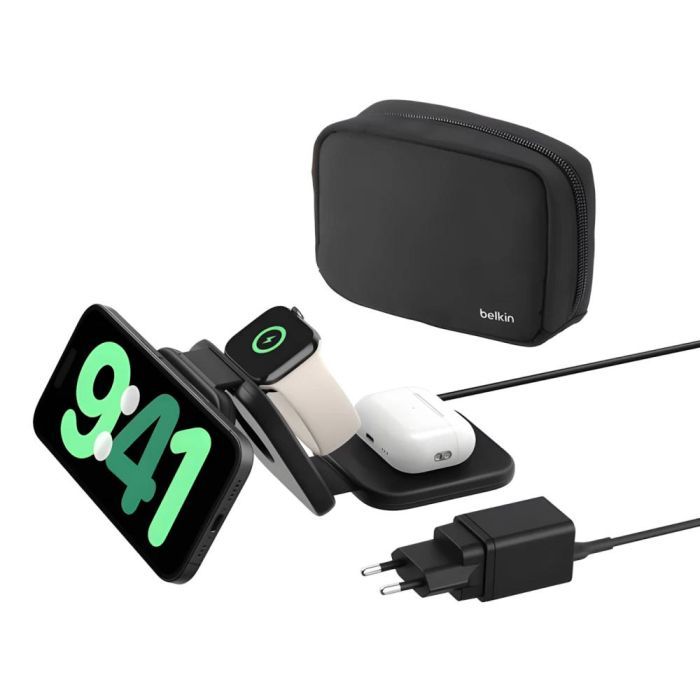 Зарядний пристрій Belkin 3in1 Travel Pad Wireless Qi2 15W Black (WIZ024VFBK) зображення 3