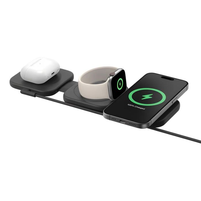 Зарядний пристрій Belkin 3in1 Travel Pad Wireless Qi2 15W Black (WIZ024VFBK) зображення 4
