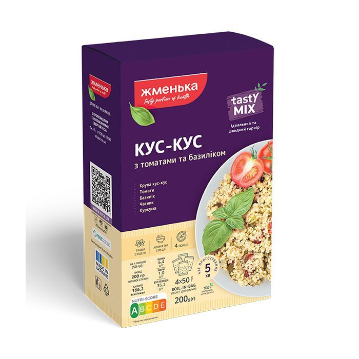 Крупа Жменька Кус-кус с томатами и базиликом 200 г (4820152181879)