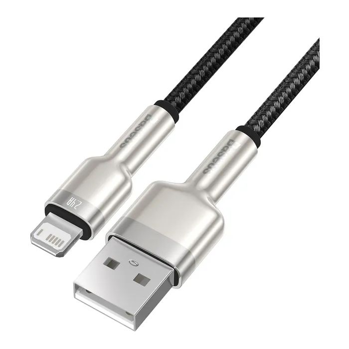 Дата кабель USB 2.0 AM to Lightning 1.0m Cafule Metal 2.4A black Baseus (CALJK-A01)