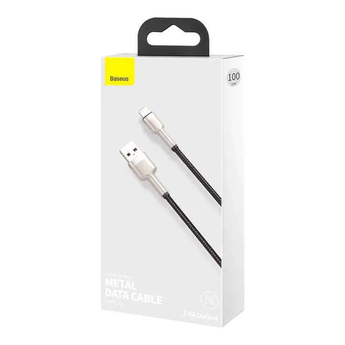 Дата кабель USB 2.0 AM to Lightning 1.0m Cafule Metal 2.4A black Baseus (CALJK-A01) изображение 7