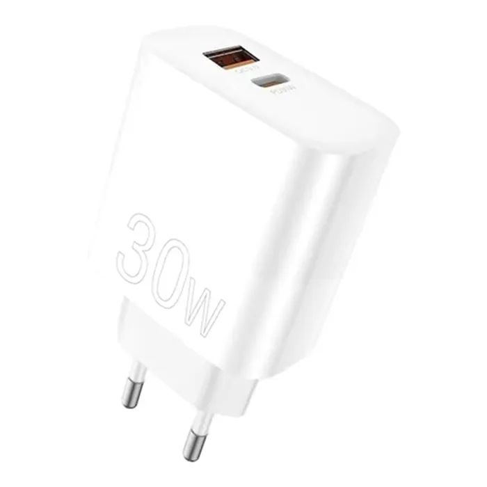 Зарядний пристрій WUW C208 1xUSB-C PD30W + 1xUSB QC3.0 18W White (6972573333417)