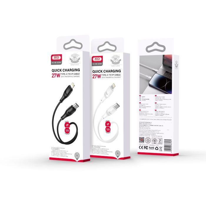 Дата кабель USB-C to Lightning 1.0m 27W High Elastic Zeus XO (NBQ239A_White) изображение 4